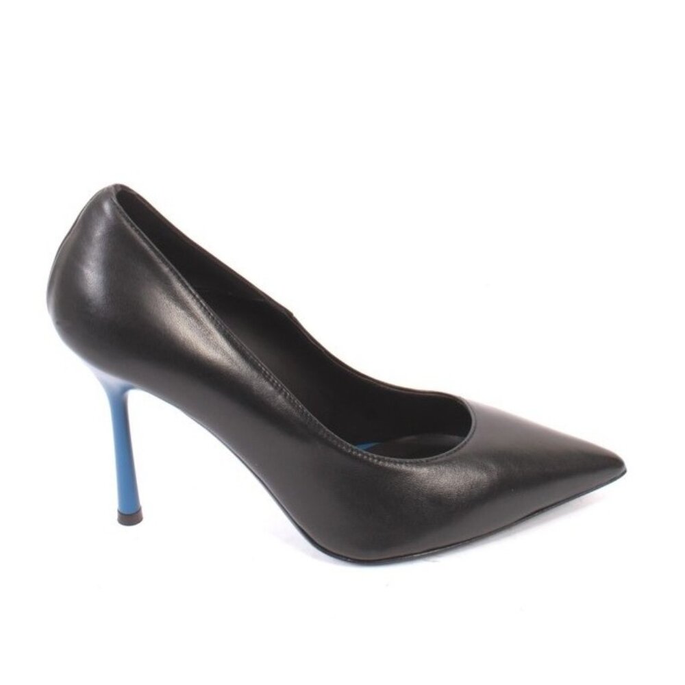 Isabelle 90351a Black Leather Stiletto Heels Pointy Toe Pumps